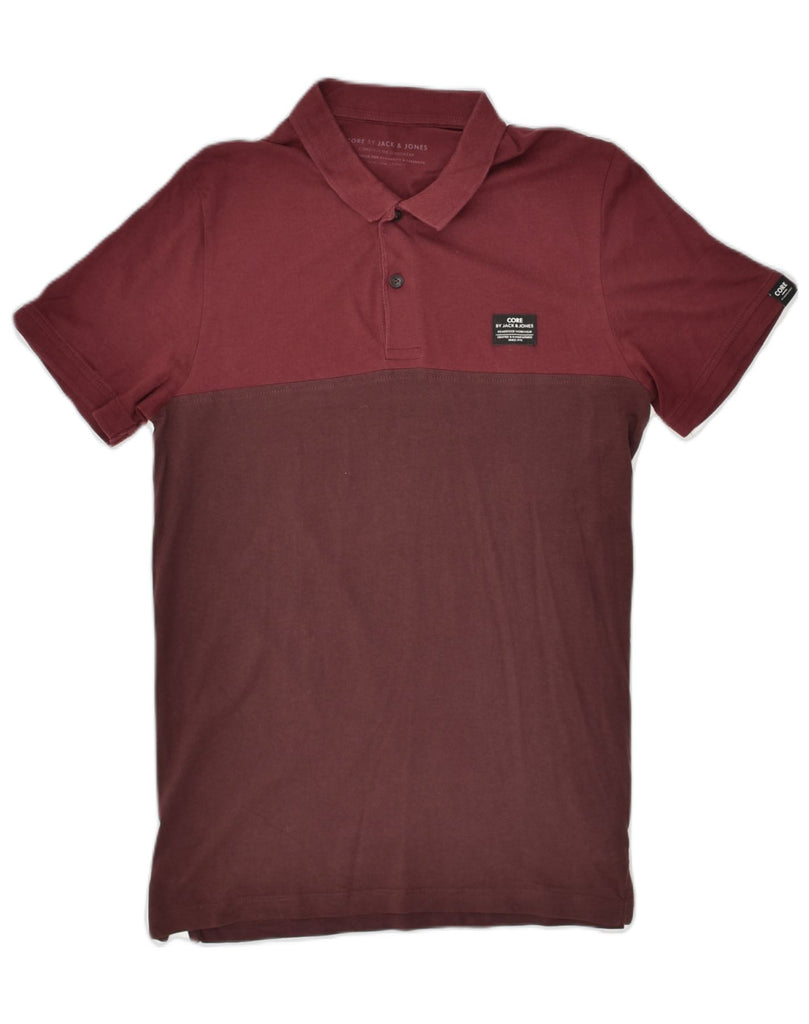 JACK & JONES Mens Polo Shirt Medium Maroon Colourblock Cotton | Vintage Jack & Jones | Thrift | Second-Hand Jack & Jones | Used Clothing | Messina Hembry 