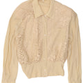 Vintage Womens Shirt Blouse IT 44 Medium Beige Floral Silk