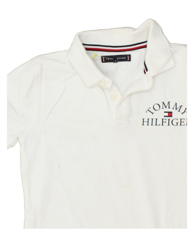 TOMMY HILFIGER Boys Graphic Polo Shirt 7-8 Years White Cotton | Vintage Tommy Hilfiger | Thrift | Second-Hand Tommy Hilfiger | Used Clothing | Messina Hembry 