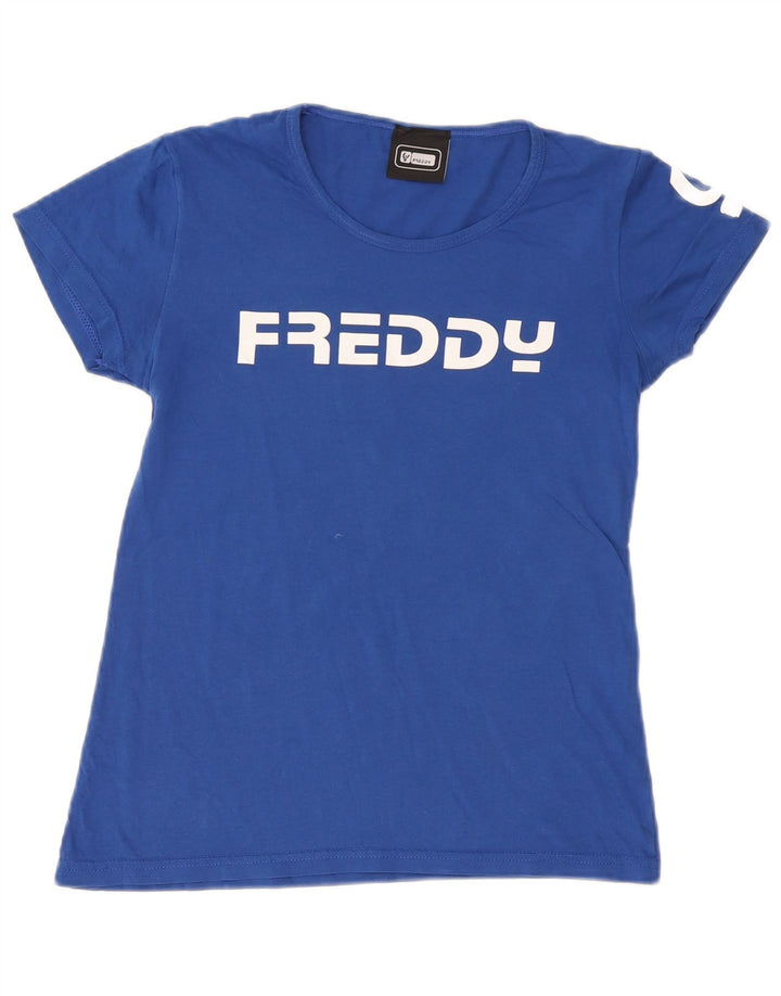 Freddy Womens Graphic T-Shirt Top UK 12 Medium Blue Cotton