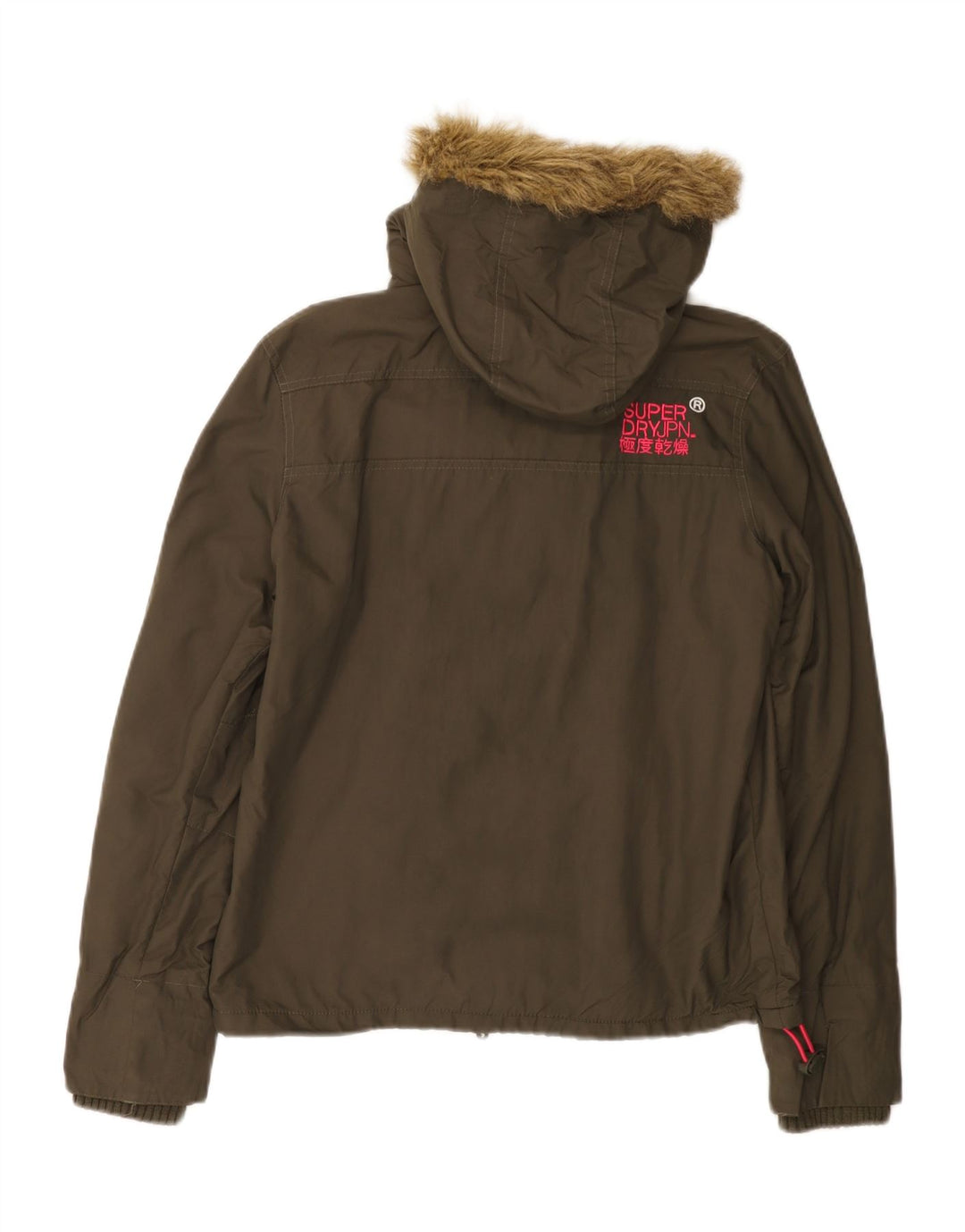 Superdry Womens Hooded Windbreaker Jacket UK 16 Large Khaki Nylon