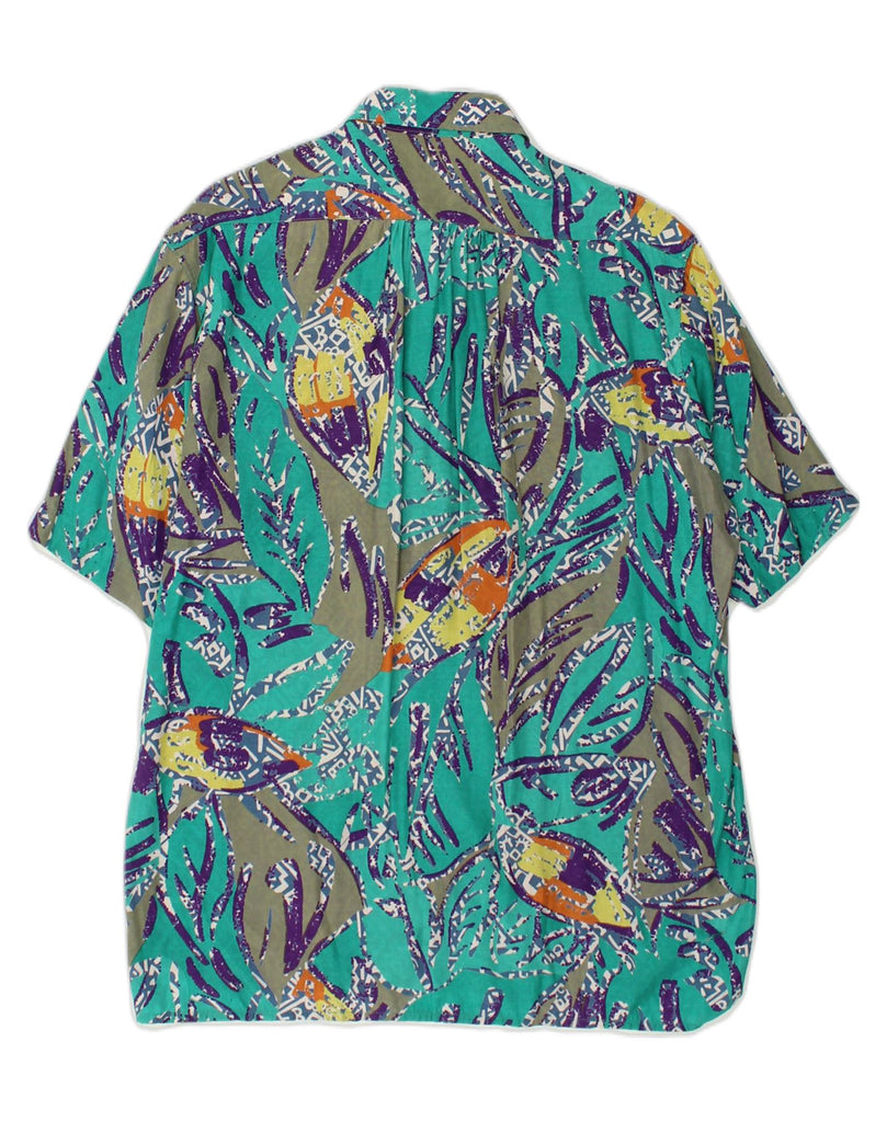 NANI BON Mens Crazy Pattern Short Sleeve Shirt Size 39 Medium Turquoise | Vintage NANI BON | Thrift | Second-Hand NANI BON | Used Clothing | Messina Hembry 