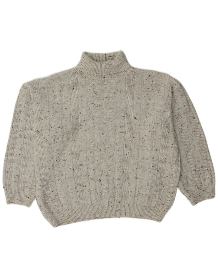 CANDA Womens Oversized Roll Neck Jumper Sweater UK 18 XL White Flecked