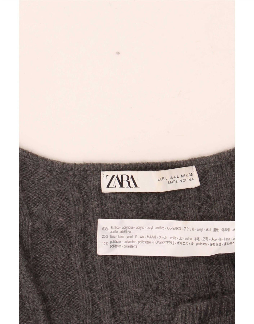 Zara Womens Cardigan Sweater UK 14 Large Grey Acrylic