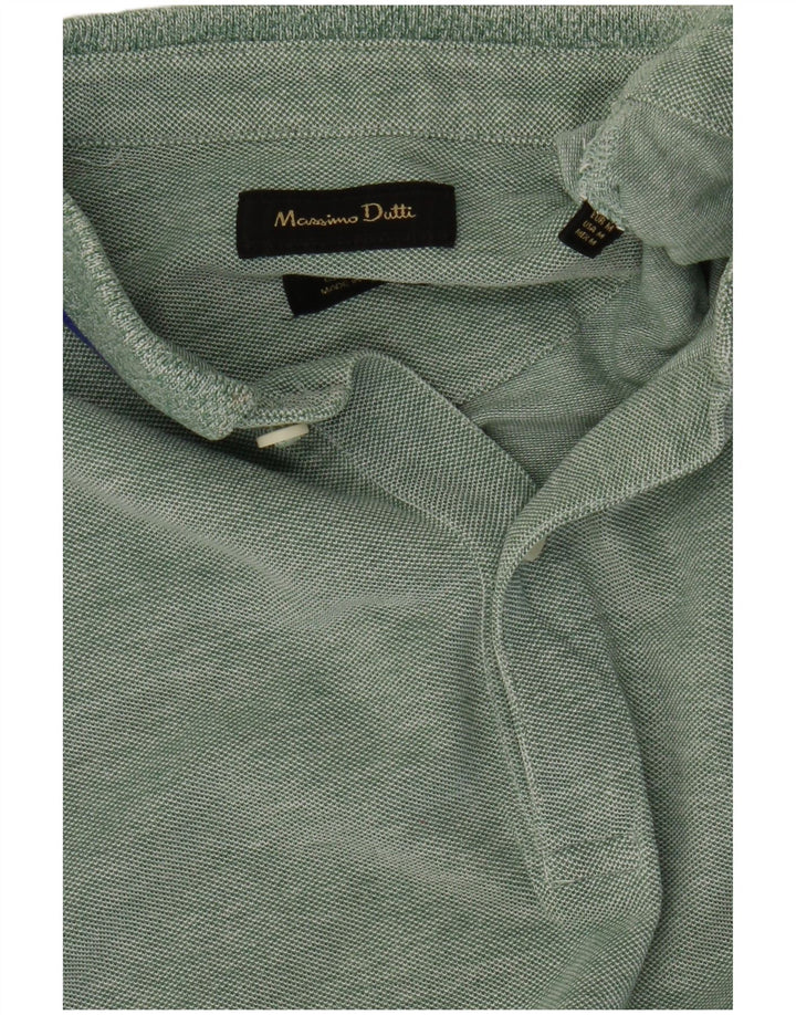MASSIMO DUTTI Mens Polo Shirt Medium Green Flecked