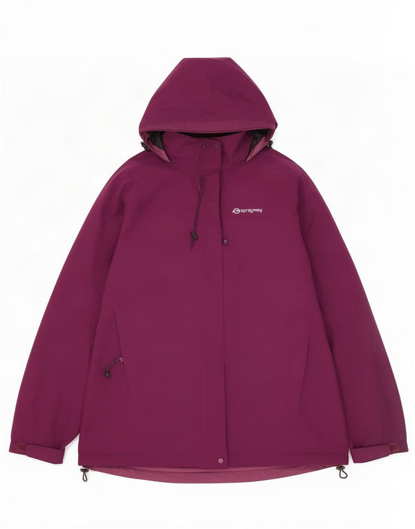 Sprayway Womens Hooded Windbreaker Jacket UK 14 Large Maroon Polyester
