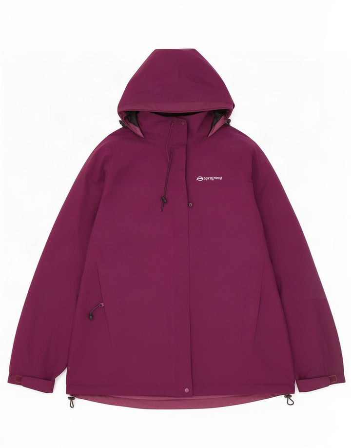Sprayway Womens Hooded Windbreaker Jacket UK 14 Large Maroon Polyester