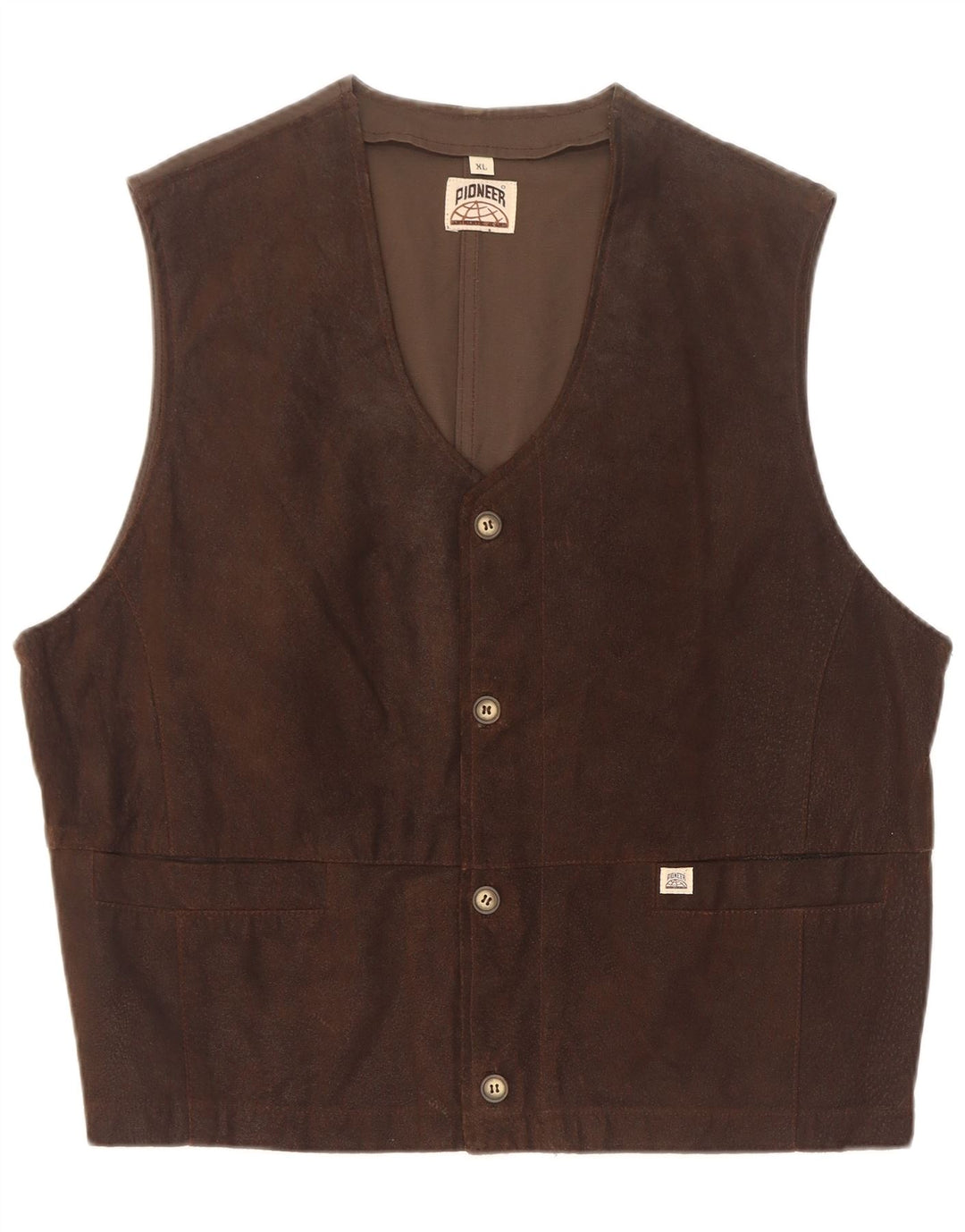 Pioneer Mens Suede Waistcoat XL Brown Leather