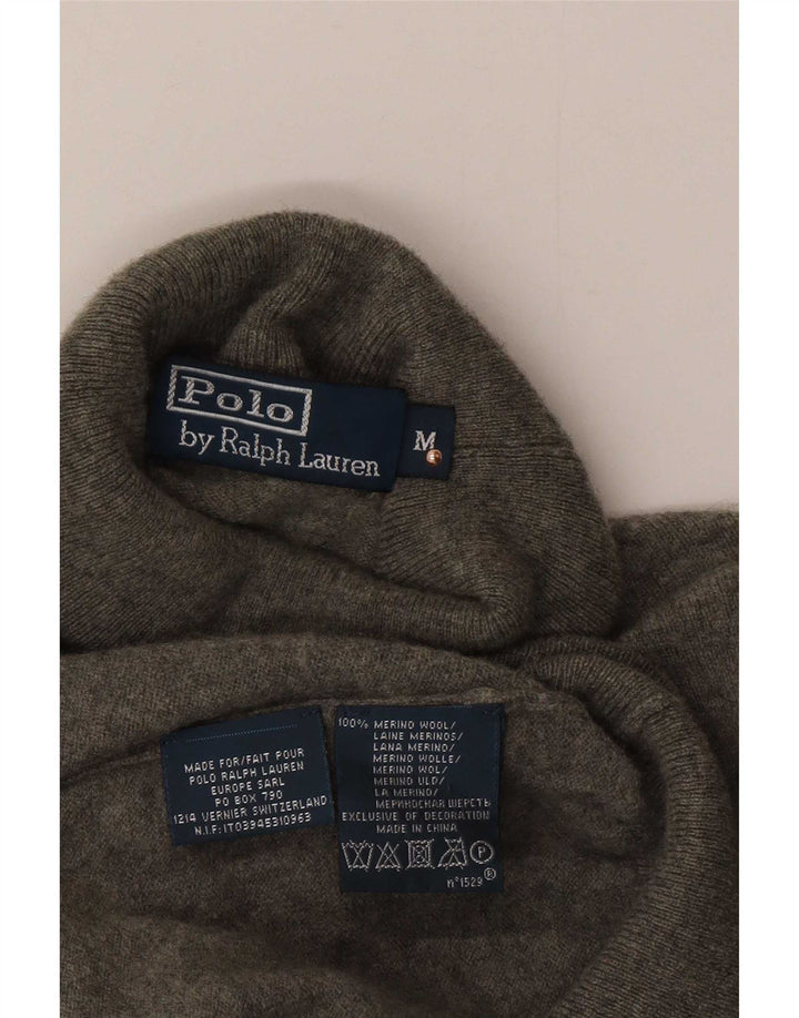 Polo Ralph Lauren Mens Roll Neck Jumper Sweater Medium Grey Wool