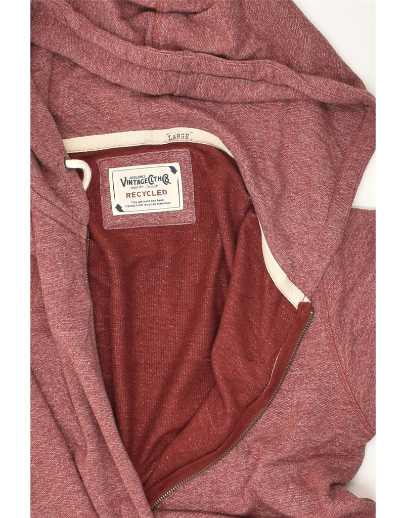 JACK & JONES Mens Slim Zip Hoodie Sweater Large Red Cotton | Vintage Jack & Jones | Thrift | Second-Hand Jack & Jones | Used Clothing | Messina Hembry 
