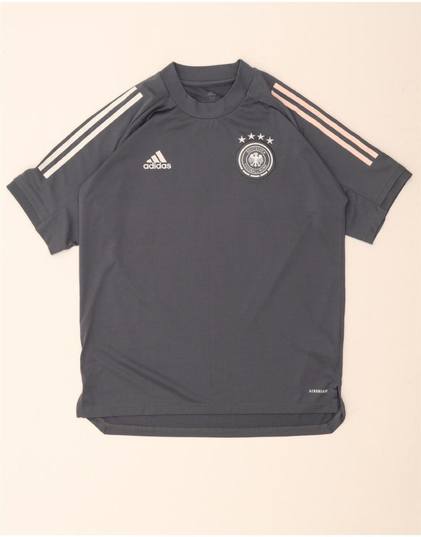 ADIDAS Mens Deutscher Fussball Bund T-Shirt Top Medium Grey Polyester