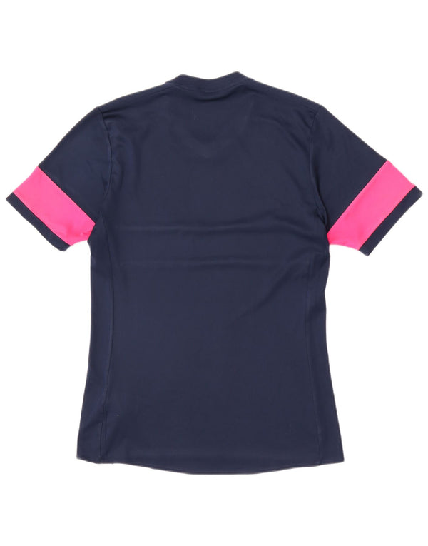 Adidas Womens Climalite T-Shirt Top UK 12 Medium Navy Blue Colourblock