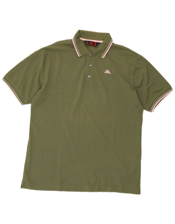 KAPPA Mens Polo Shirt Large Green Cotton