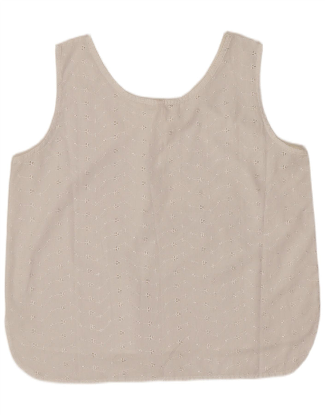 Vintage Womens Sleeveless Blouse Top EU 44 XL White Cotton
