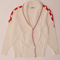YARELL Womens Cardigan Sweater EU 38 Medium White Geometric Cotton