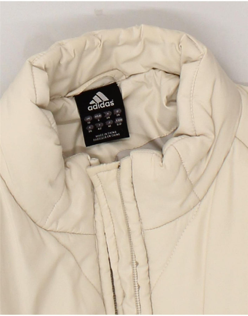 ADIDAS Womens Padded Jacket UK 10 Small  Beige Polyester | Vintage Adidas | Thrift | Second-Hand Adidas | Used Clothing | Messina Hembry 