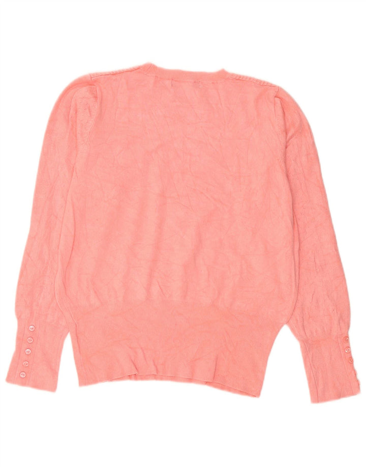 Marks & Spencer Womens Crew Neck Jumper Sweater UK 12 Medium Pink Viscose
