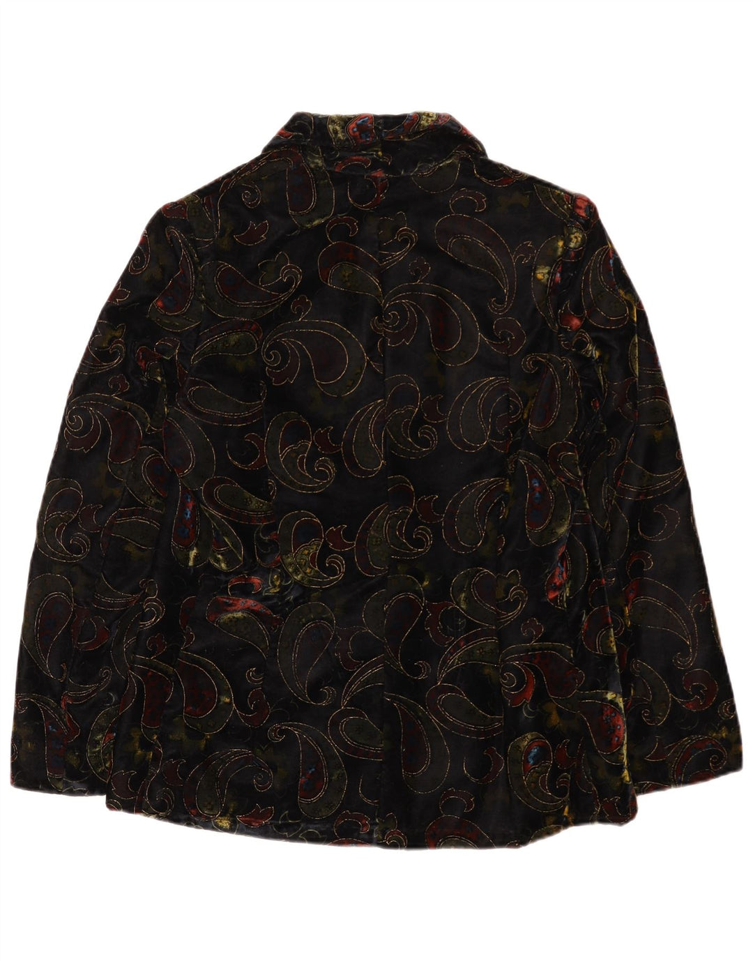Vintage Womens 2 Button Velvet Blazer Jacket UK 12 Medium Black Paisley