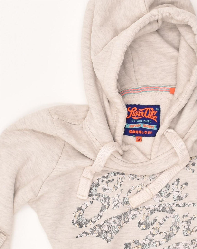 SUPERDRY Womens Graphic Hoodie Jumper UK 10 Small Grey Cotton | Vintage Superdry | Thrift | Second-Hand Superdry | Used Clothing | Messina Hembry 