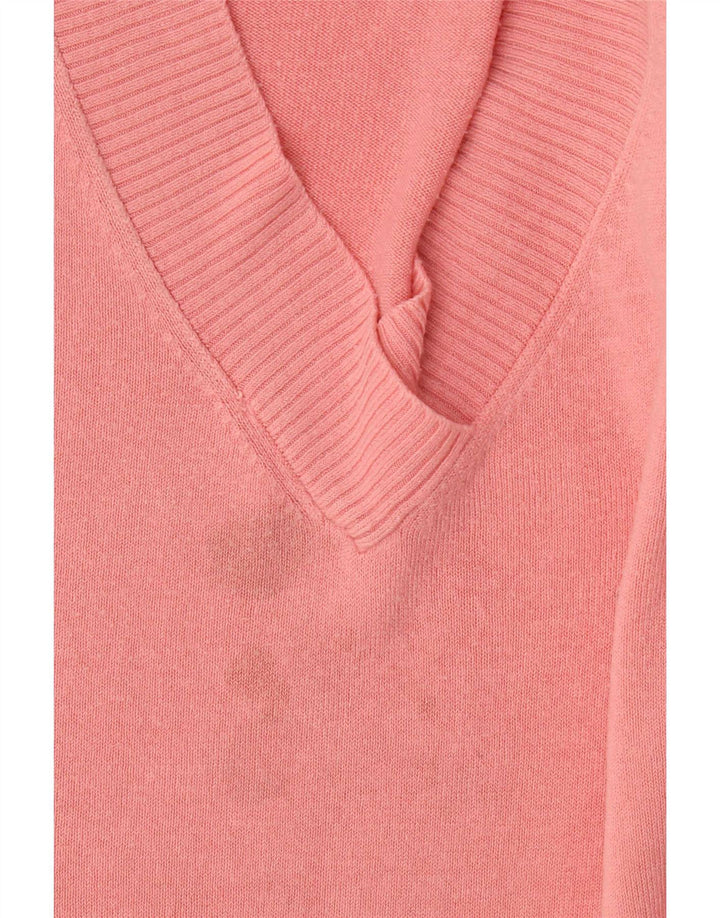 Marks & Spencer Womens Oversized V-Neck Jumper Sweater UK 16 Large Pink