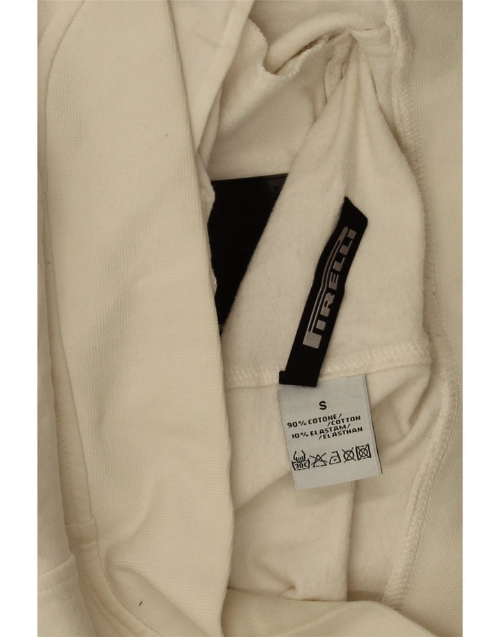 Pirelli Womens Graphic Tracksuit Top Jacket UK 10 Small Off White Cotton