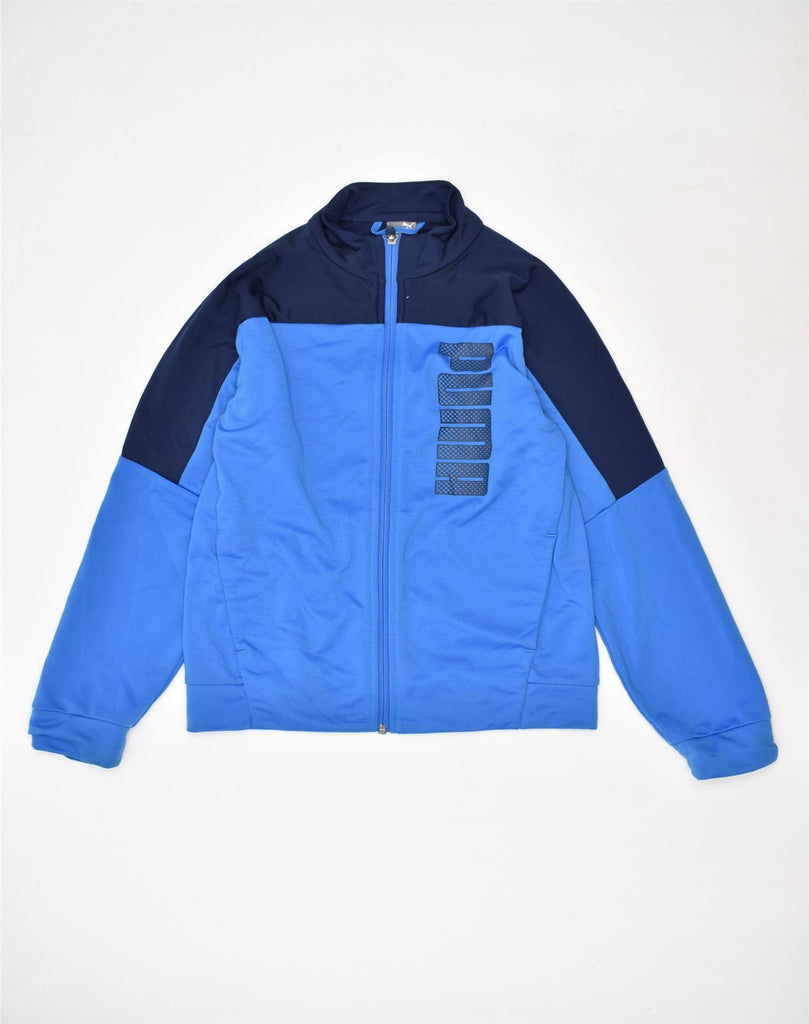 PUMA Boys Graphic Tracksuit Top Jacket 11-12 Years Blue Colourblock | Vintage | Thrift | Second-Hand | Used Clothing | Messina Hembry 