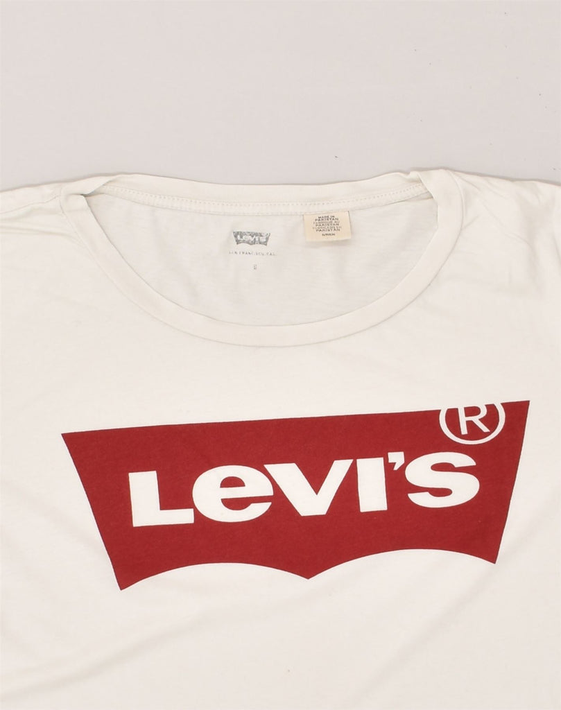 LEVI'S Womens Graphic T-Shirt Top UK 10 Small White | Vintage Levi's | Thrift | Second-Hand Levi's | Used Clothing | Messina Hembry 