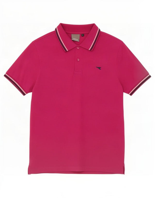 Diadora Mens Polo Shirt Medium Pink Cotton
