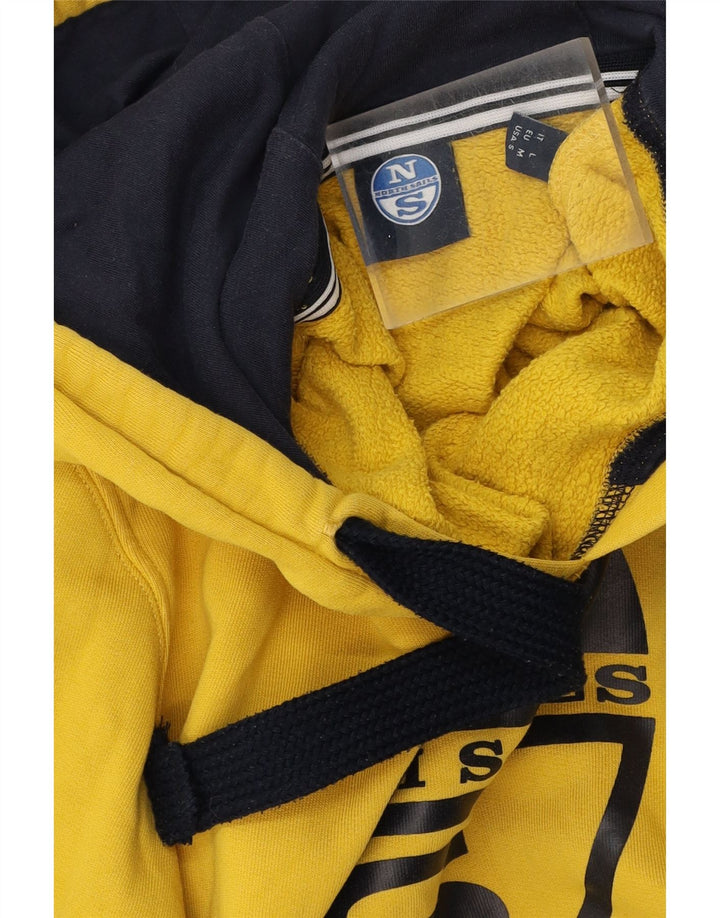 North Sails Mens Graphic Hoodie Jumper Medium Yellow Cotton