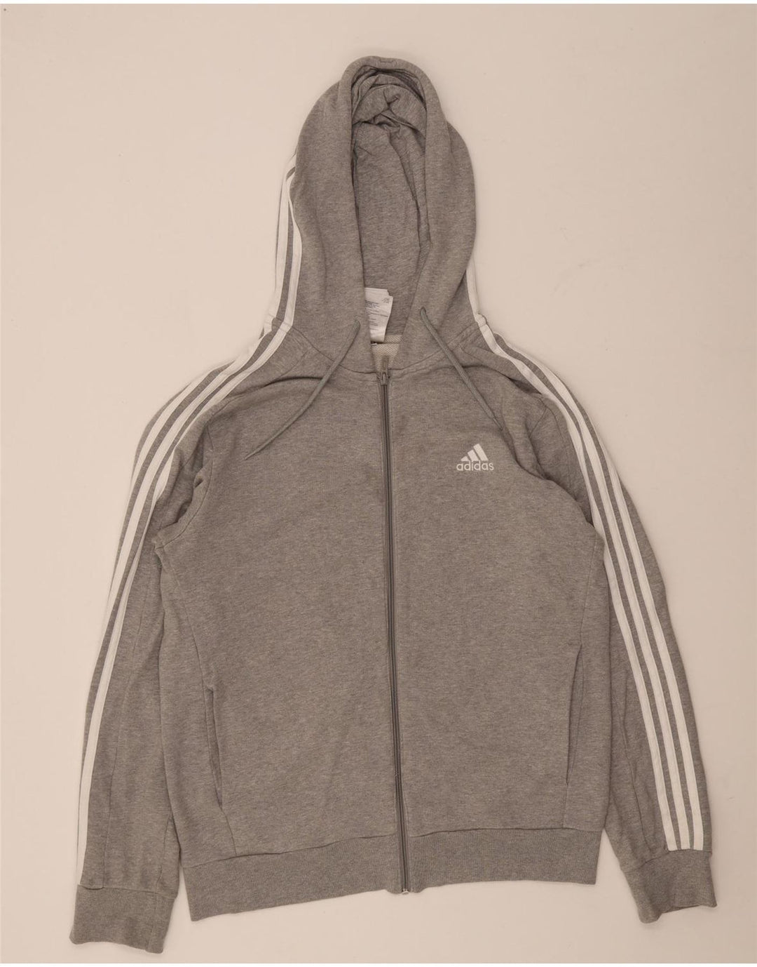 Adidas Mens Regular Fit Zip Hoodie Sweater Medium Grey Cotton