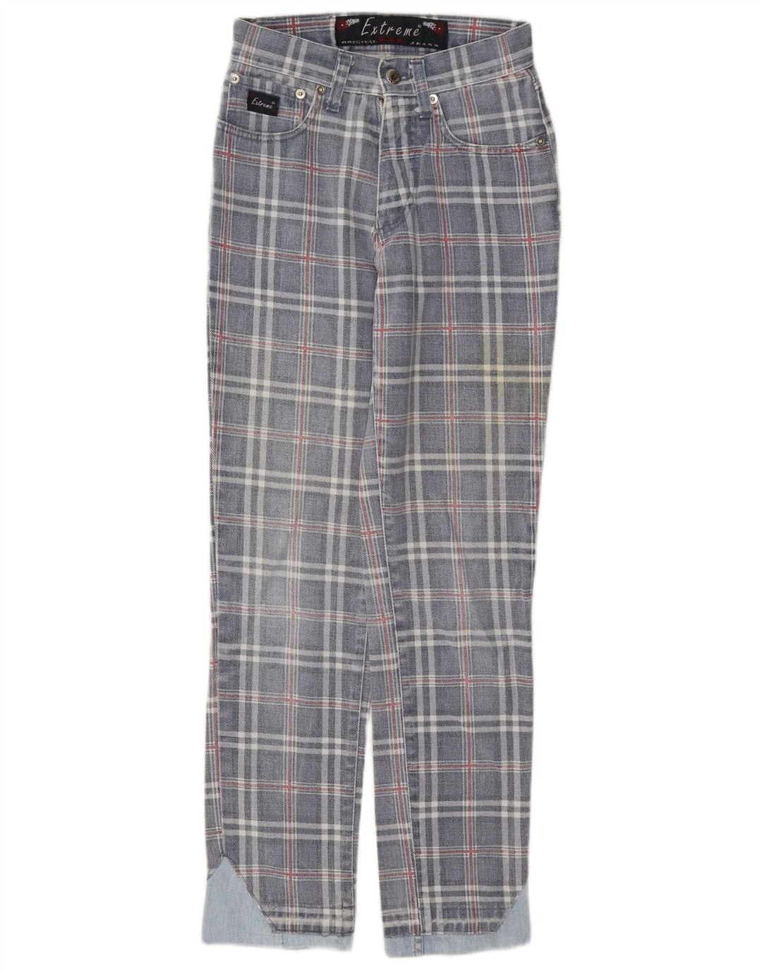 Extreme Womens Tapered Jeans W26 L29 Blue Check Cotton