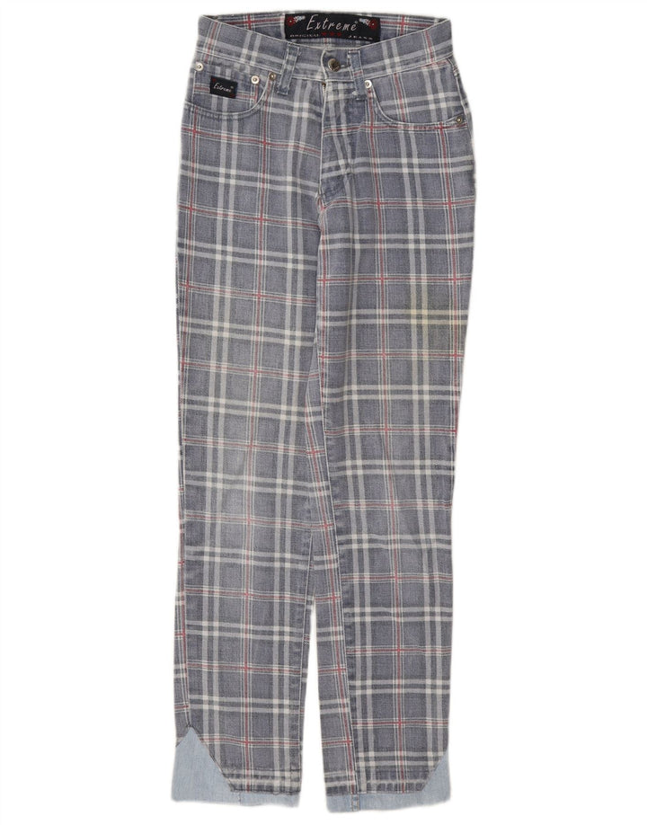 Extreme Womens Tapered Jeans W26 L29 Blue Check Cotton