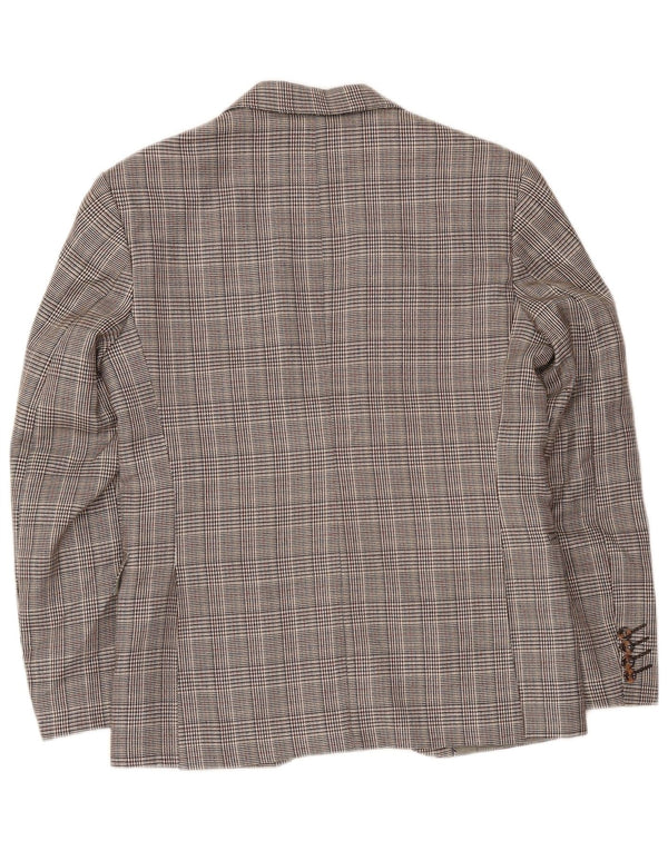 Pierre Cardin Mens 1 Button Blazer Jacket EU 46 Small Grey Houndstooth