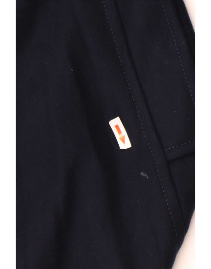 Benetton Womens Overcoat IT 42 Medium Navy Blue Wool