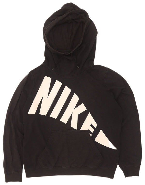 Nike Womens Graphic Oversized Hoodie Jumper UK 16 Large Black Cotton