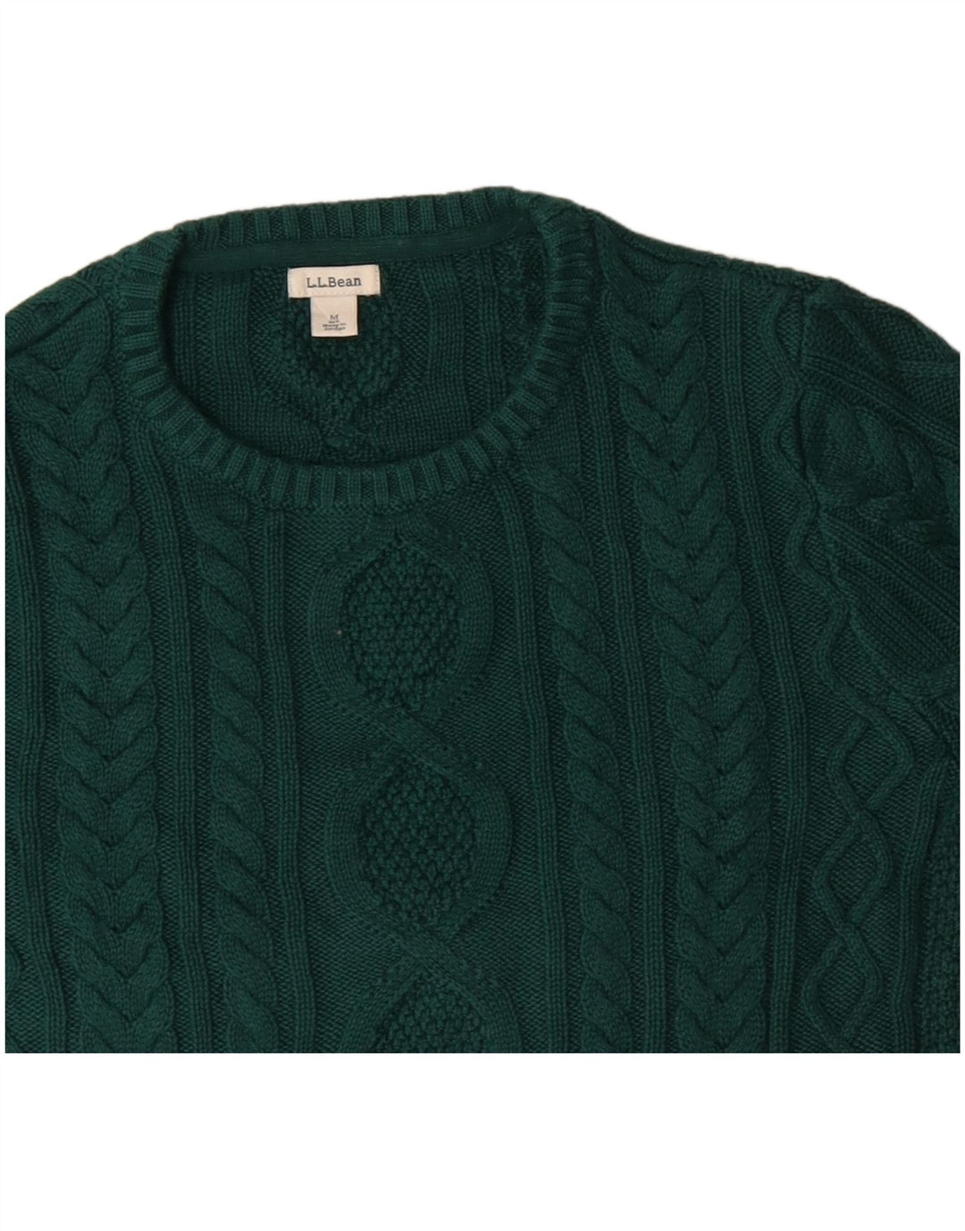 L.L.BEAN Mens Boat Neck Jumper Sweater Medium Green Cotton