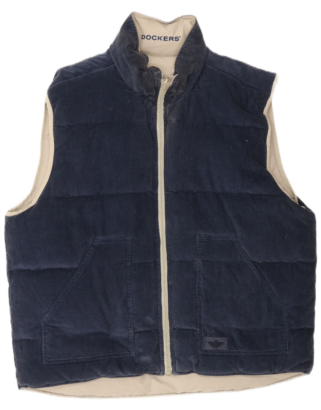 Dockers Mens Reversible Padded Gilet UK 44 2XL Beige Polyester