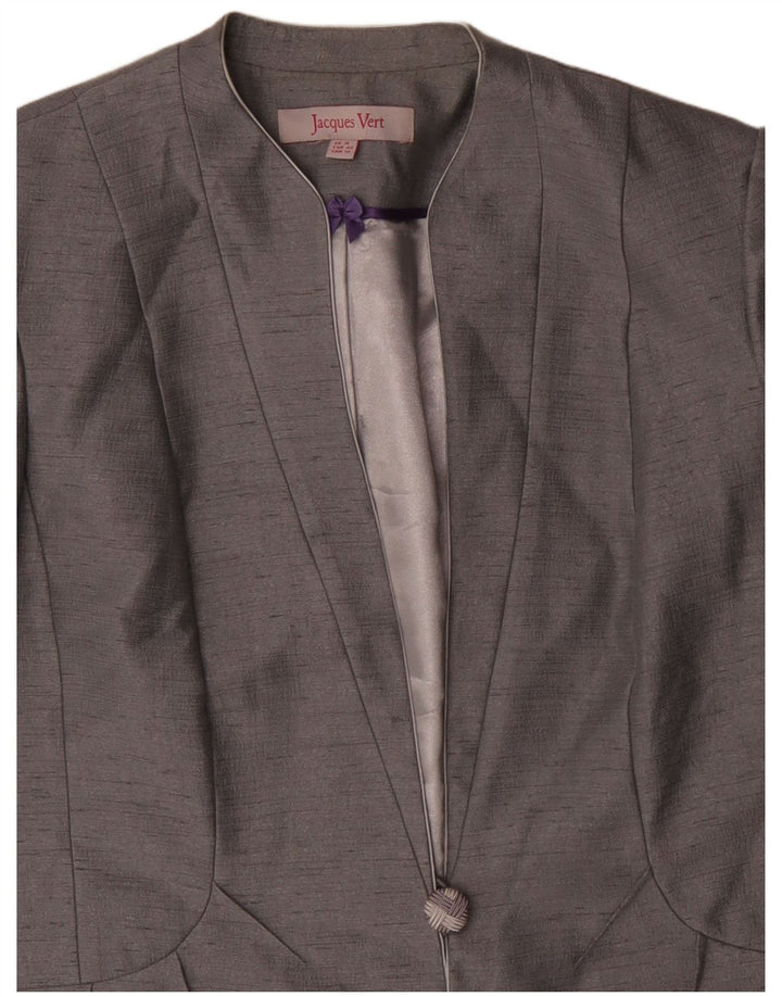 Jacques Vert Womens 1 Button Blazer Jacket UK 16 Large Grey Viscose