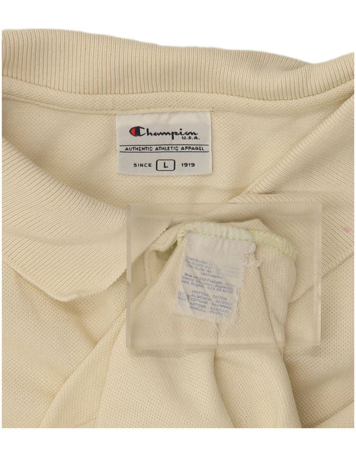 Champion Mens Polo Shirt Large White Cotton