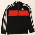 Adidas Boys Tracksuit Top Jacket 7-8 Years Black Colourblock Polyester