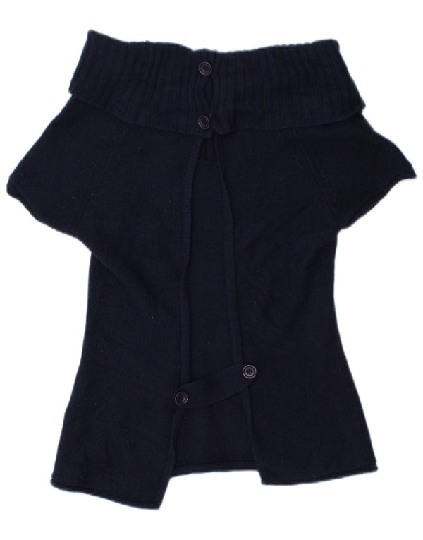 Topshop Womens Short Sleeve Cardigan Sweater UK 6 XS Navy Blue Acrylic