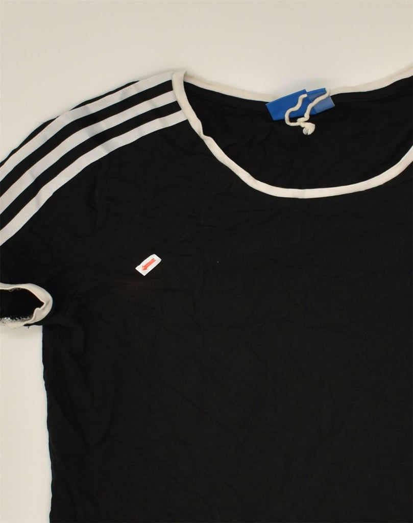 ADIDAS Womens T-Shirt Top UK 14 Medium Black | Vintage Adidas | Thrift | Second-Hand Adidas | Used Clothing | Messina Hembry 