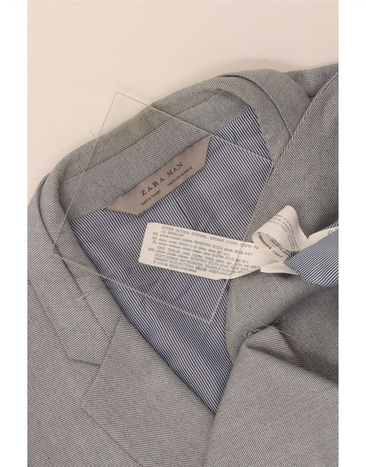 Zara Mens 2 Button Blazer Jacket EU 56 XL Grey Polyester