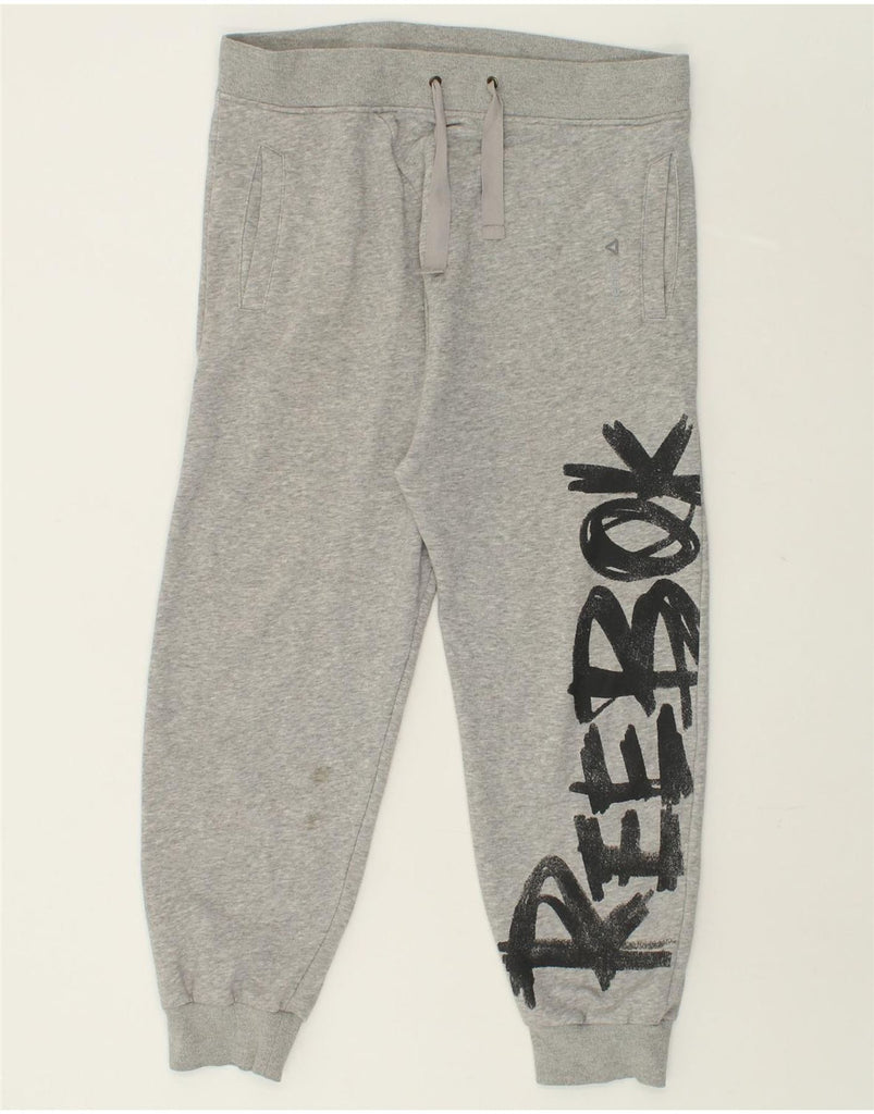 REEBOK Womens Graphic Tracksuit Trousers Joggers UK 12/14 Medium Grey | Vintage Reebok | Thrift | Second-Hand Reebok | Used Clothing | Messina Hembry 