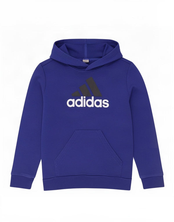 Adidas Boys Graphic Hoodie Jumper 9-10 Years Blue Cotton
