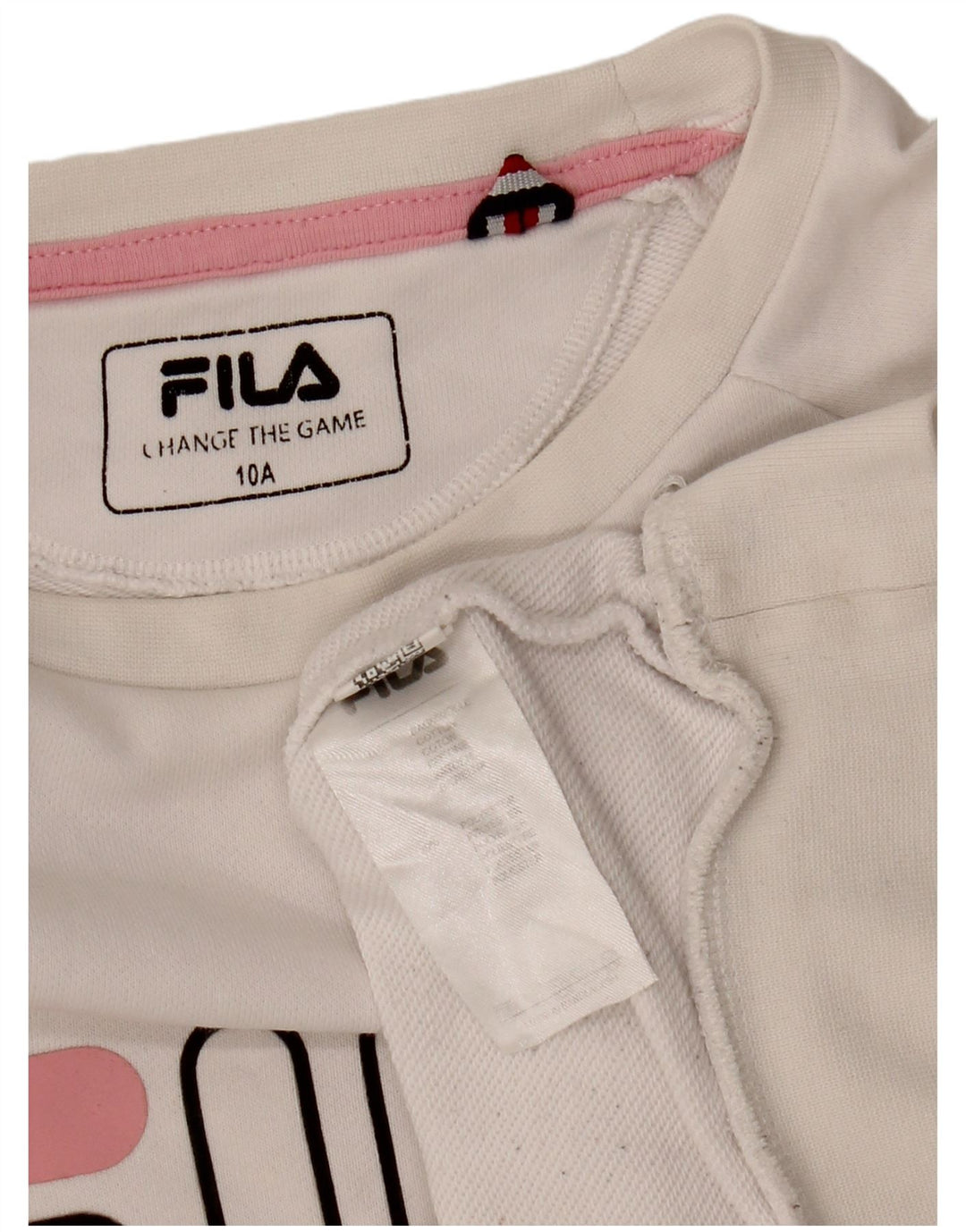 FILA Girls Graphic Sweatshirt Jumper 9-10 Years White Cotton