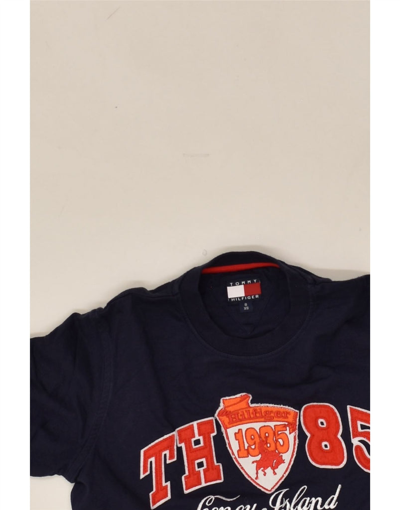 TOMMY HILFIGER Boys Graphic Top Long Sleeve 7-8 Years XS  Navy Blue | Vintage Tommy Hilfiger | Thrift | Second-Hand Tommy Hilfiger | Used Clothing | Messina Hembry 