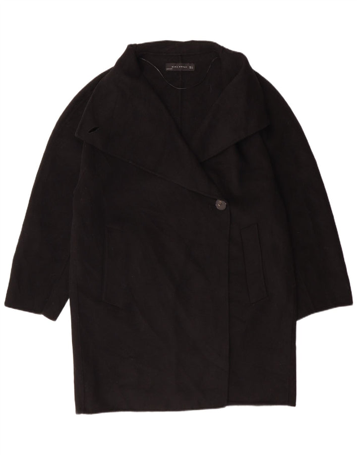 ZARA Womens Overcoat UK 16 Large Black Wool