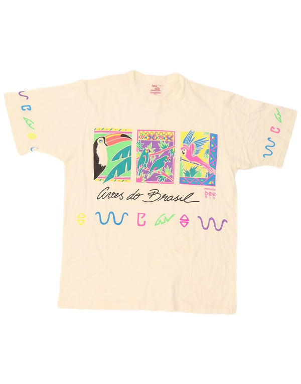 Vintage Womens Graphic T-Shirt Top UK 18 XL White