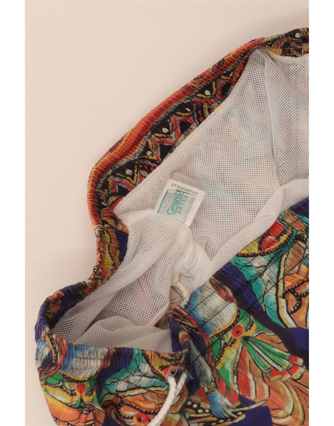 Vintage Mens Graphic Swimming Shorts Large  Multicoloured Cotton